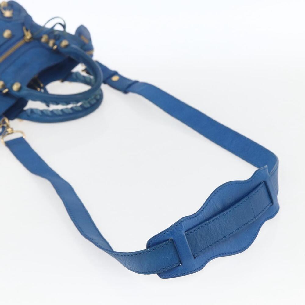 BALENCIAGA Giant Mini City Hand Bag Leather 2way Blue Gold 309544 Auth am10173V - Picture 9 of 16
